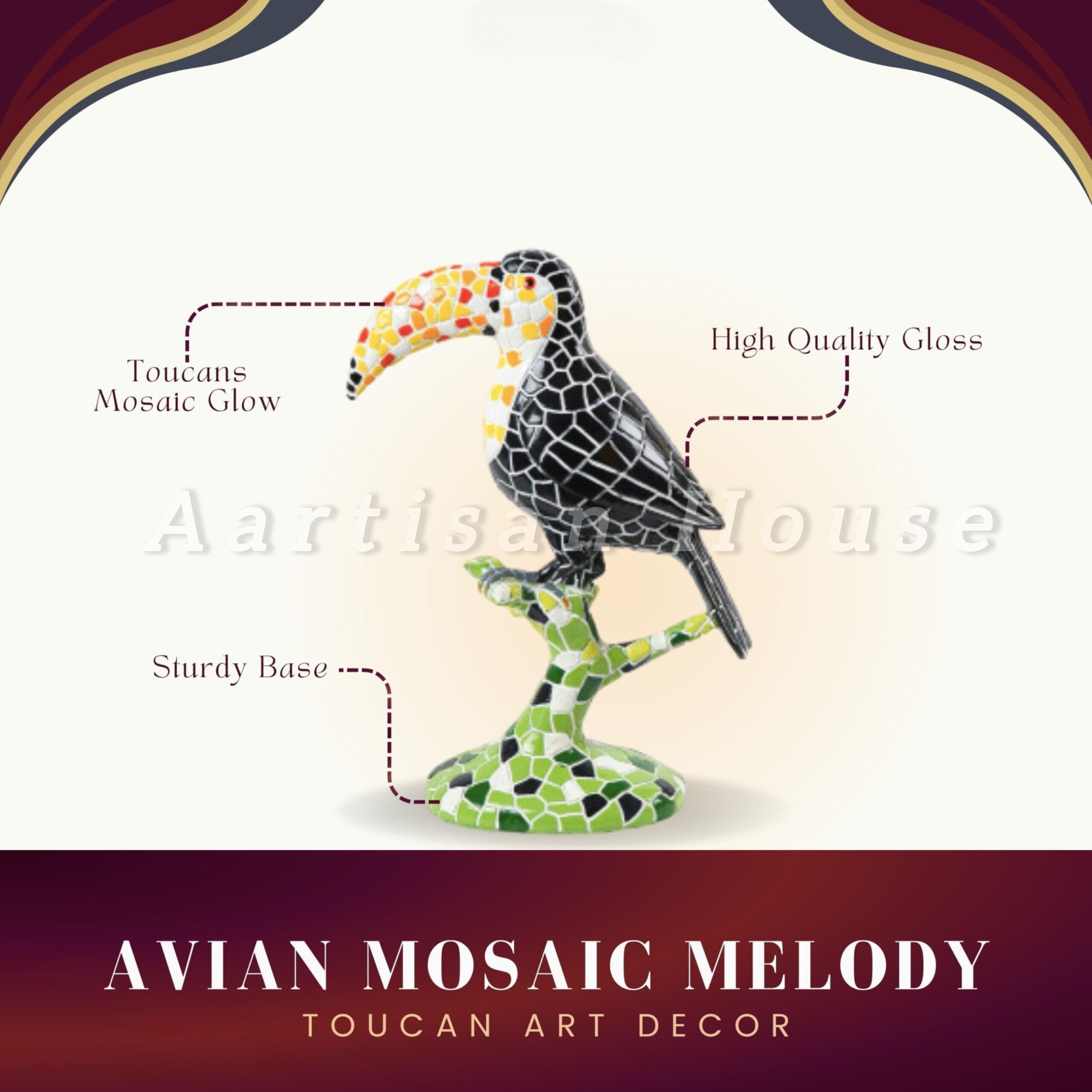 Avian Mosaic Melody: Toucan Art Decor