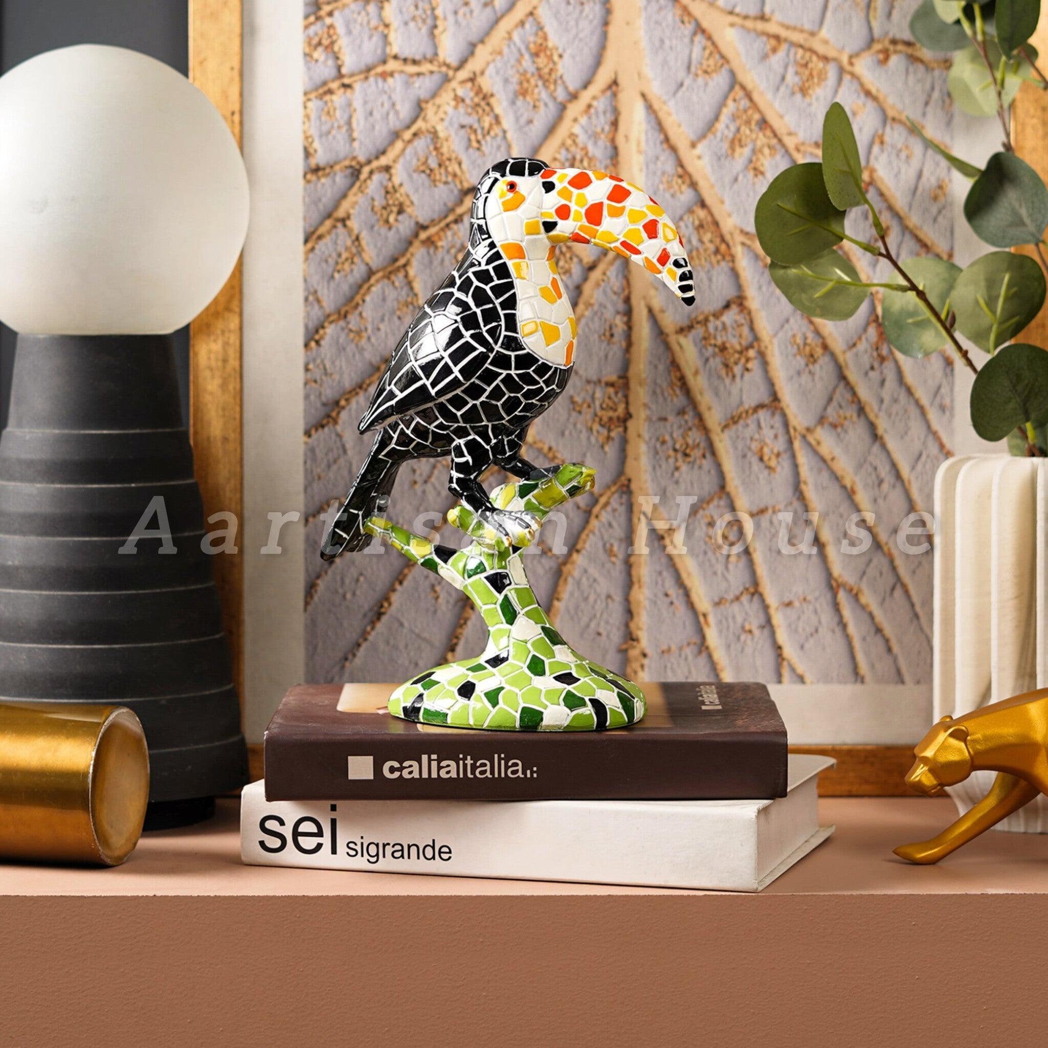 Avian Mosaic Melody: Toucan Art Decor