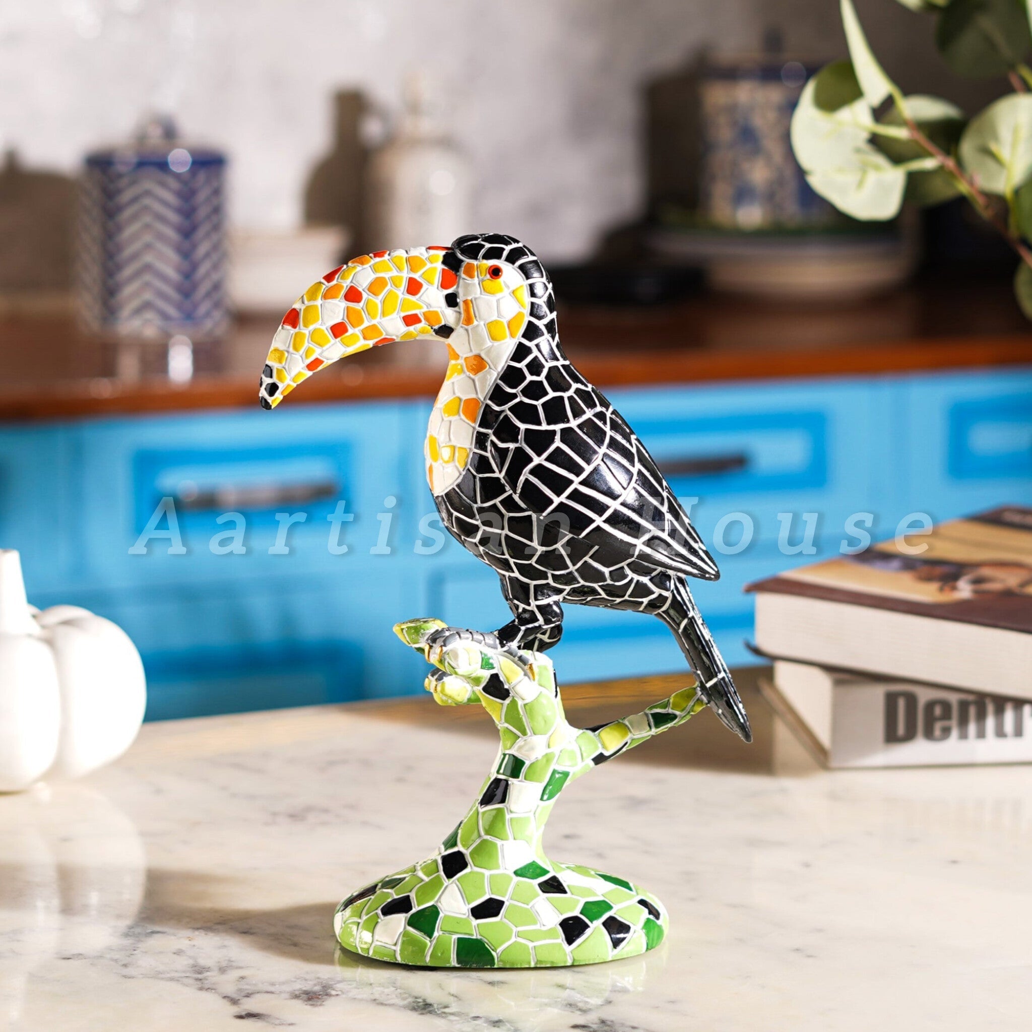 Avian Mosaic Melody: Toucan Art Decor