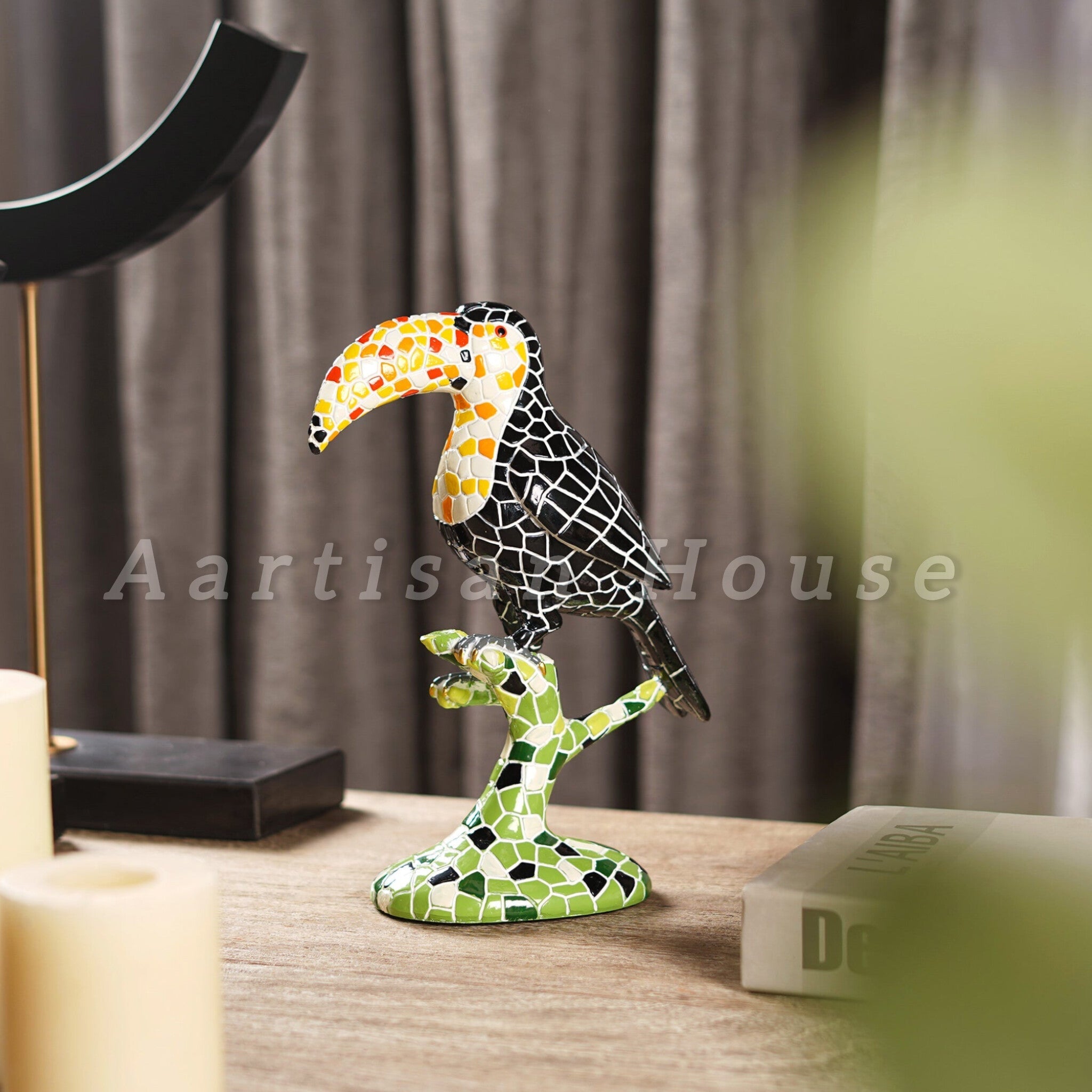Avian Mosaic Melody: Toucan Art Decor