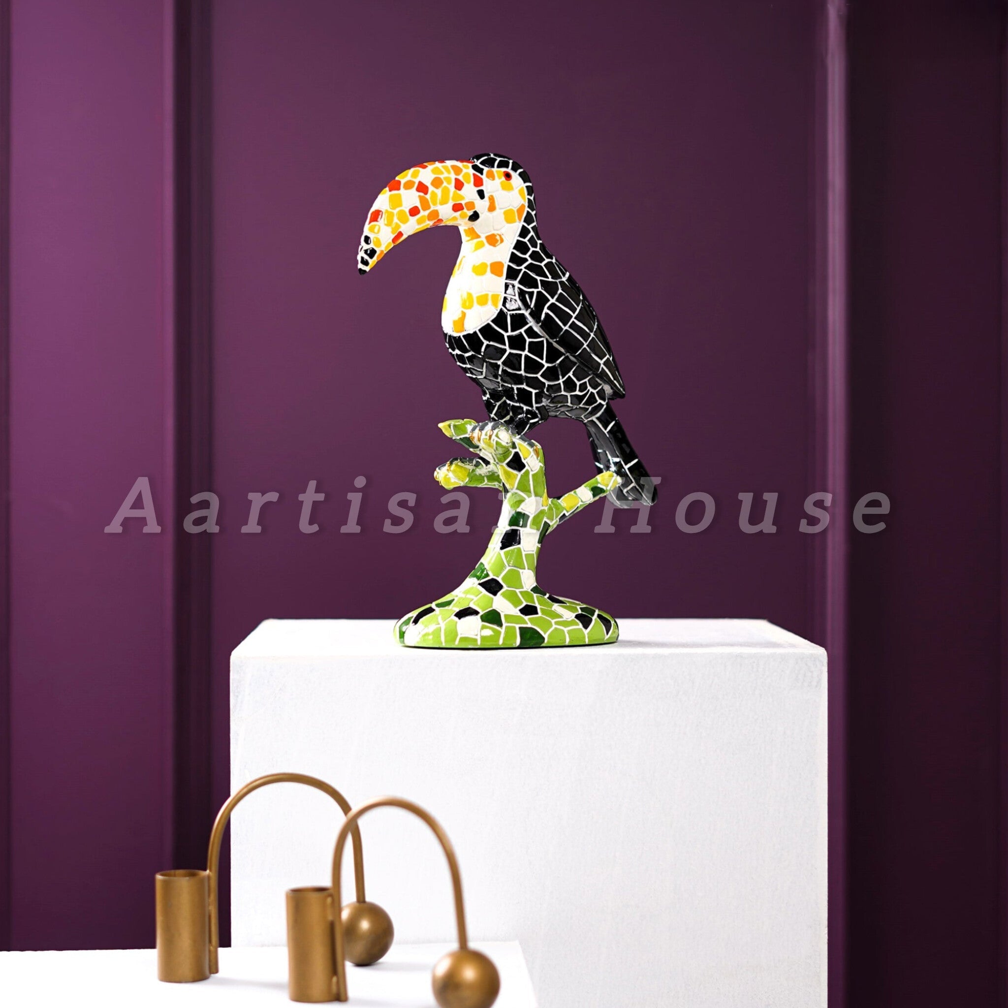Avian Mosaic Melody: Toucan Art Decor