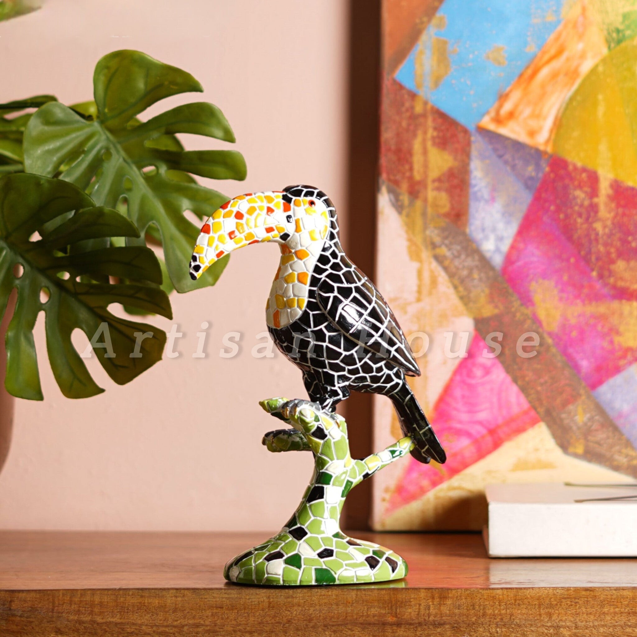 Avian Mosaic Melody: Toucan Art Decor