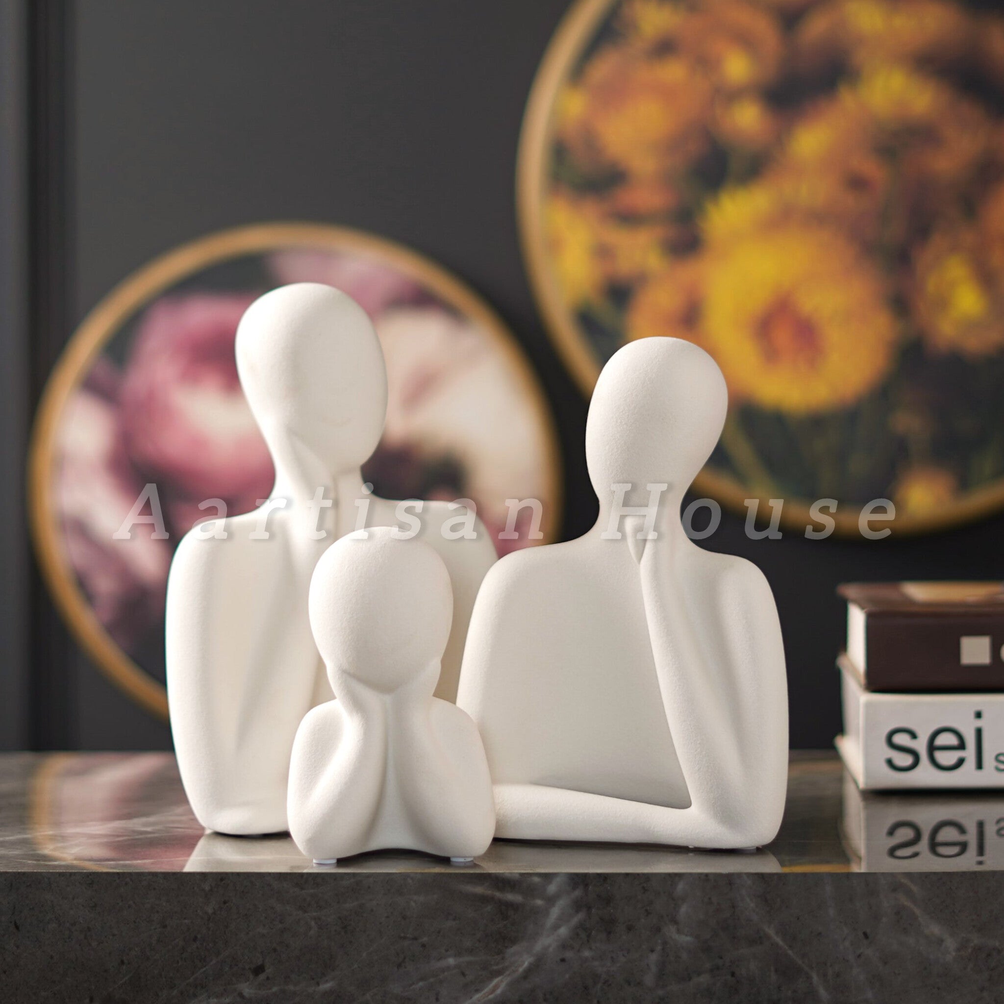 Wholeness Trio: Embracing Family Sculpture (Set of 3)