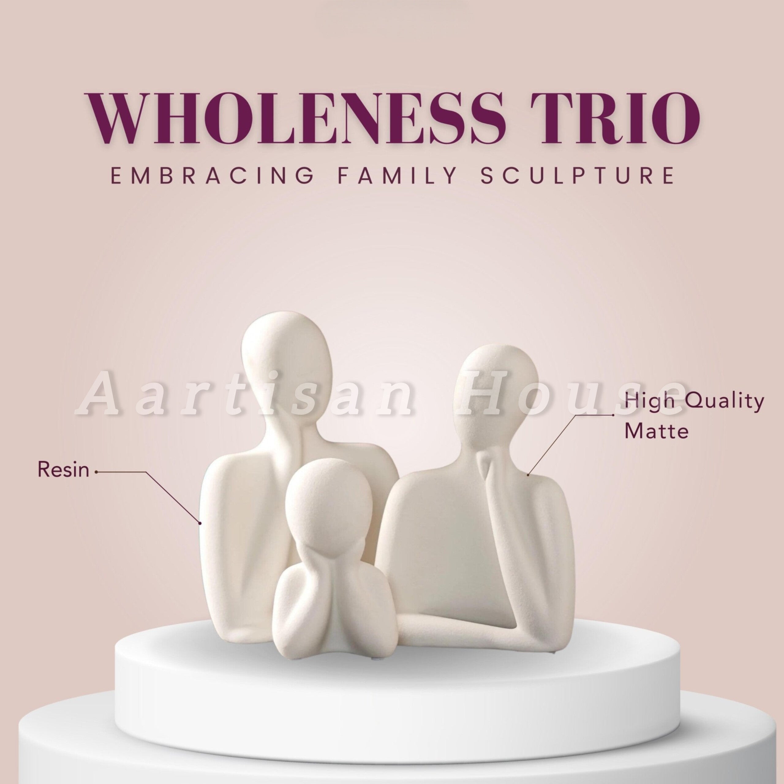 Wholeness Trio: Embracing Family Sculpture (Set of 3)