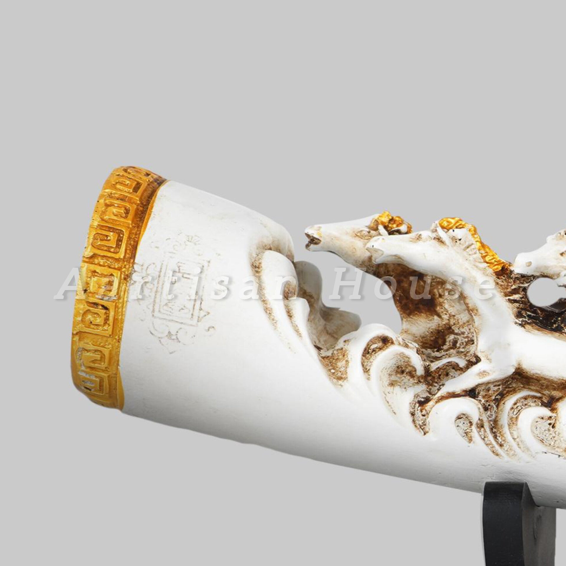 Eight Running Horses Carved In Tusk | Feng Shui Table Accent