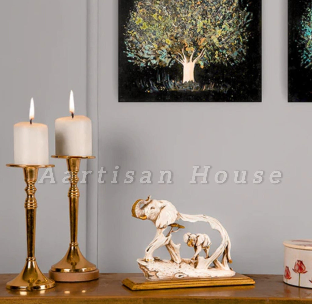 The Feng Shui Golden Elephant Showpiece with Wooden Base