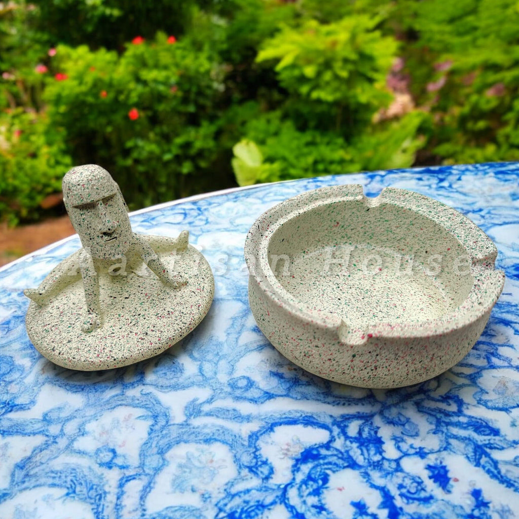 Resin Ashtray with Moai Statue
