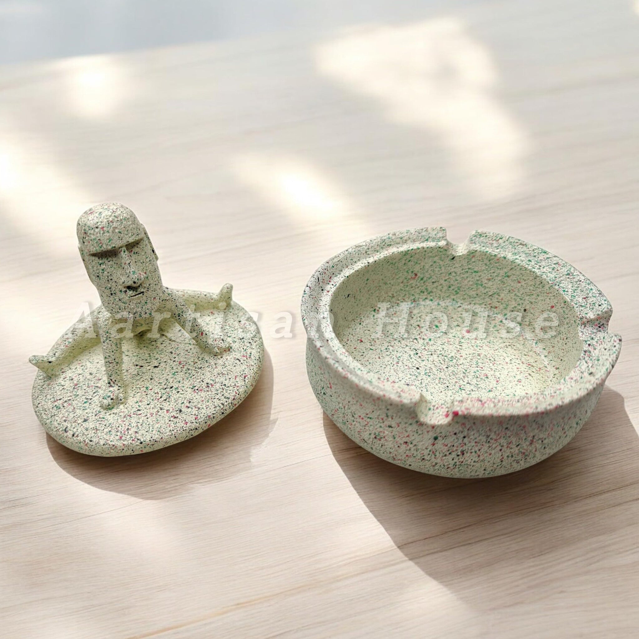 Resin Ashtray with Moai Statue