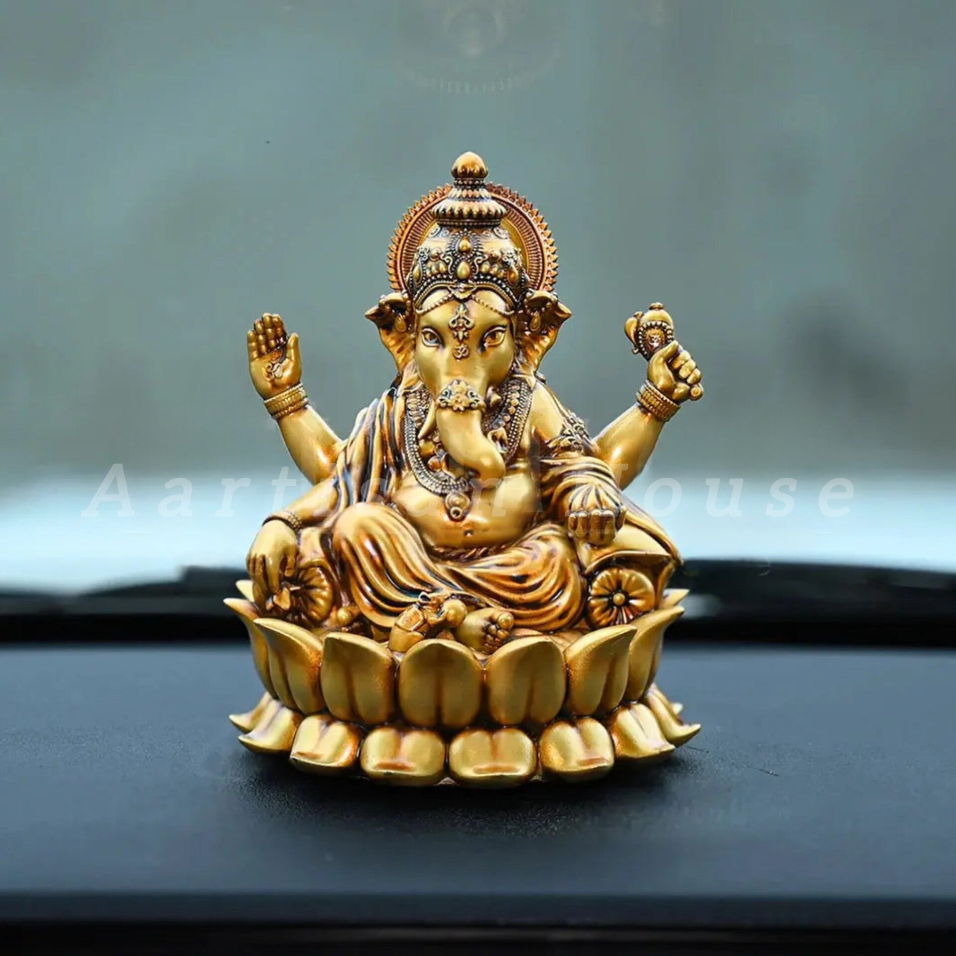 Dhanlaxmi Ganpati Bappa (Lotus) Car Dashboard